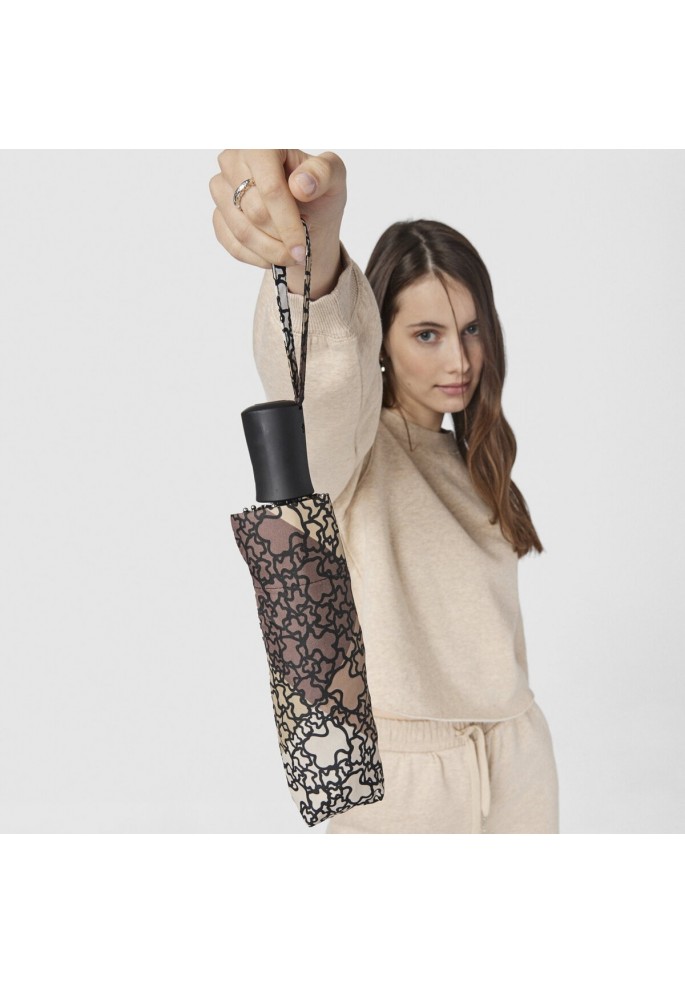 PARAGUAS PLEGABLE KAOS MINI STAMP MARRÓN