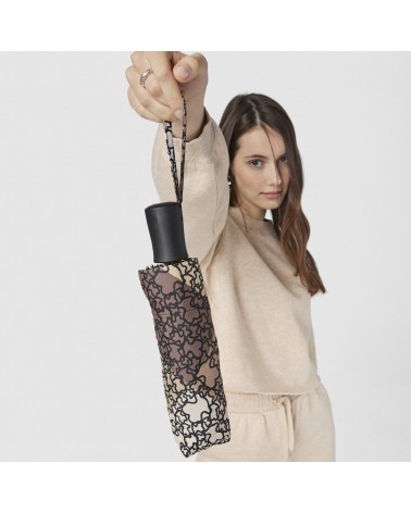 PARAGUAS PLEGABLE KAOS MINI STAMP MARRÓN