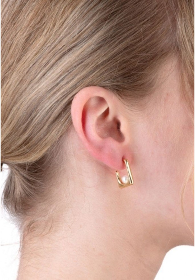 PENDIENTE CUADRADO PERLA ACERO | BOTTINA